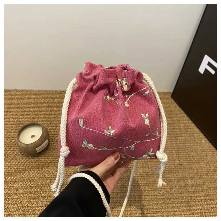 Pink Drawstring Shoulder Bag for Women — feature 7