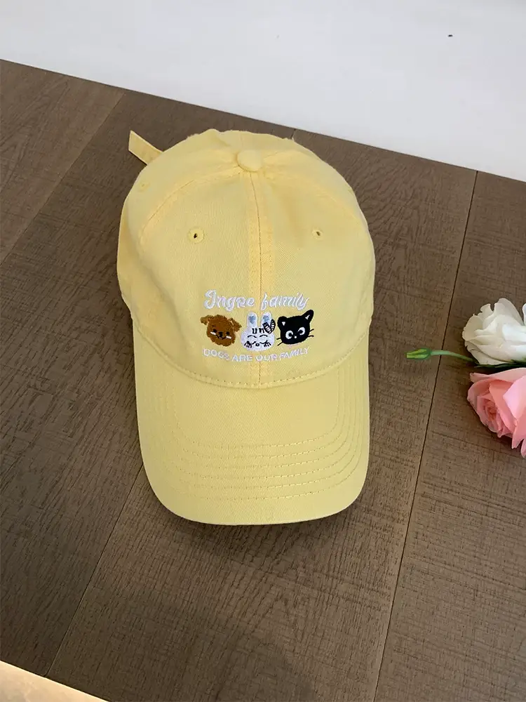 Turquoise Embroidered Baseball Cap with Cartoon Design — feature 7