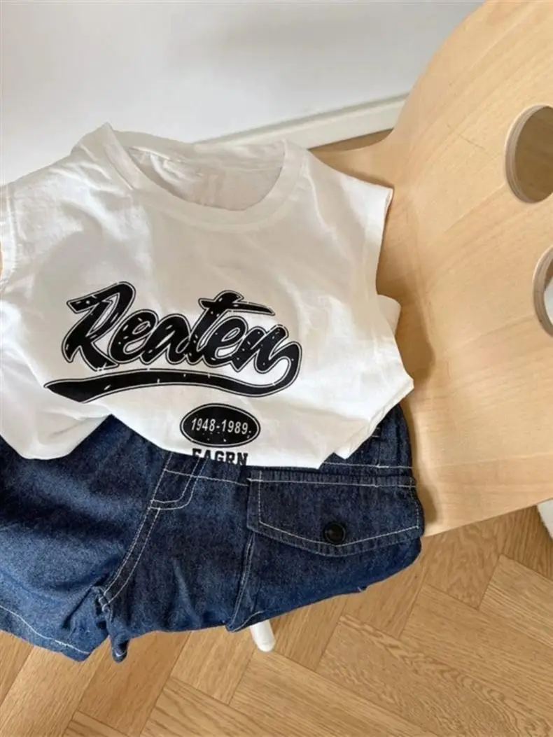 Boys Cotton Vest T-Shirt Letter Print Summer Wear — feature 5