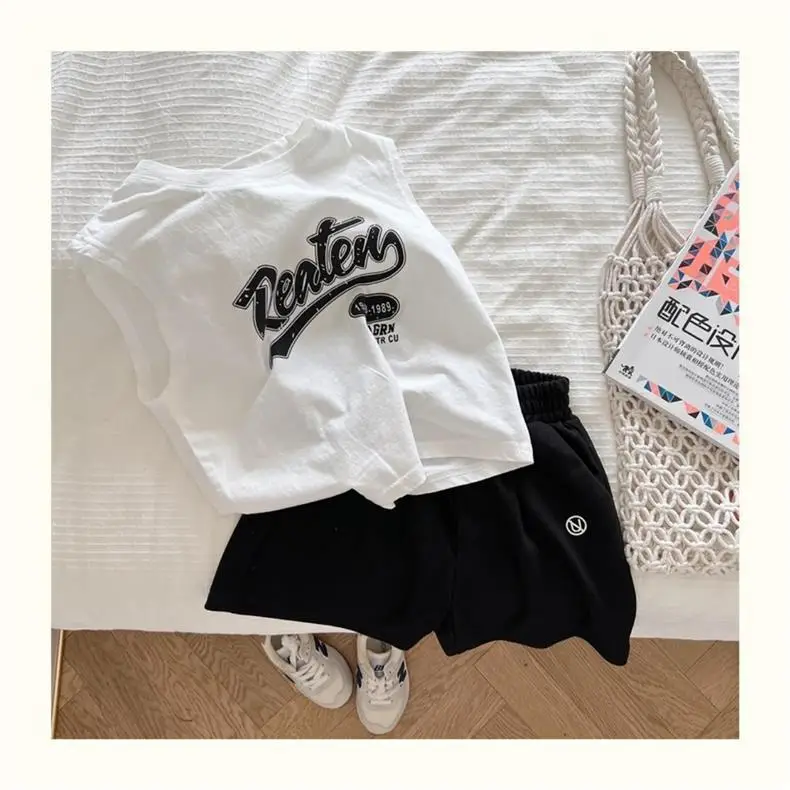 Boys Cotton Vest T-Shirt Letter Print Summer Wear — feature 8