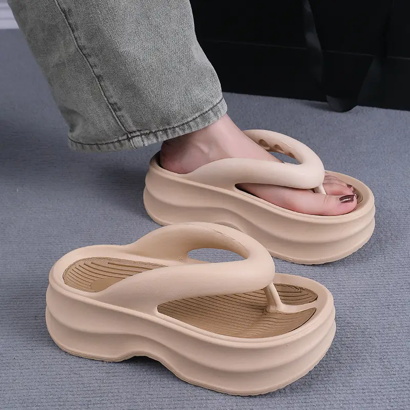 EVA thick bottom height increasing flip flops for Women summer outdoor wear New Fashion Net Red simple beach flip-flops for women - Image 10