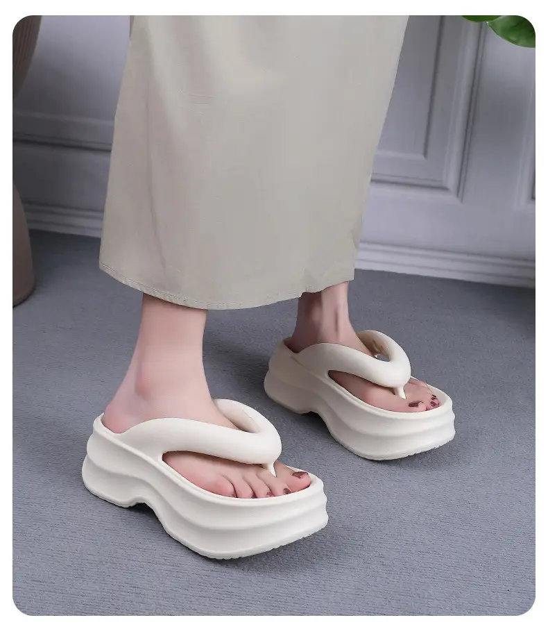 EVA thick bottom height increasing flip flops for Women summer outdoor wear New Fashion Net Red simple beach flip-flops for women — feature 12