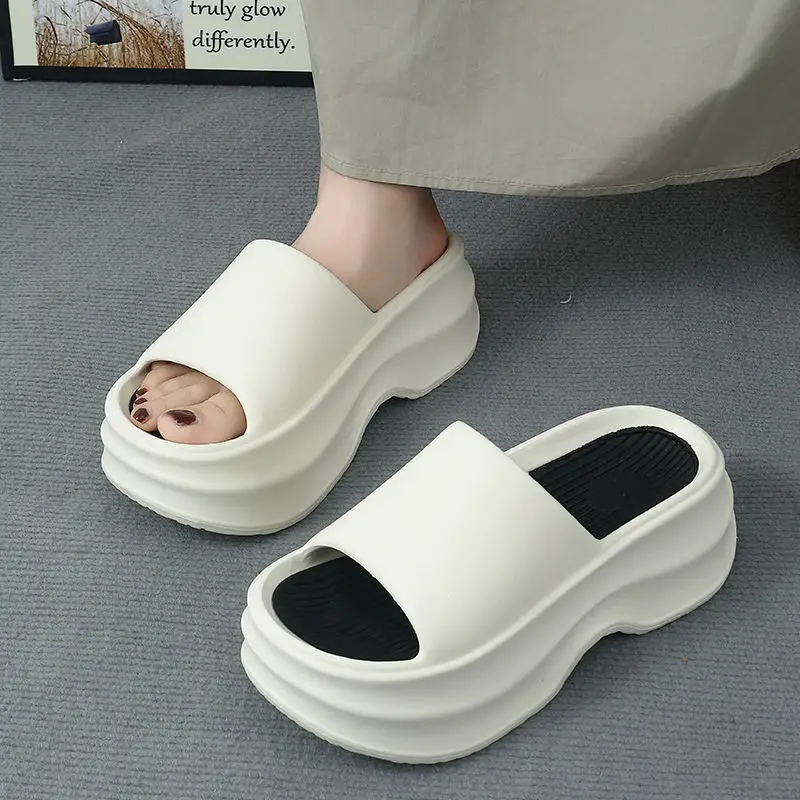 EVA thick bottom height increasing flip flops for Women summer outdoor wear New Fashion Net Red simple beach flip-flops for women - Image 6