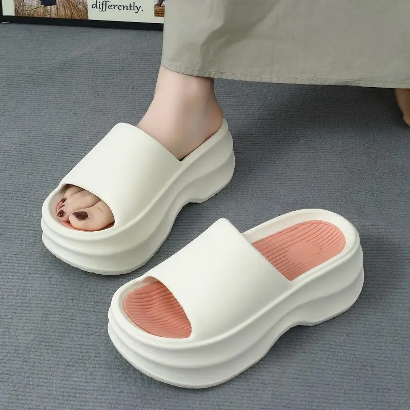EVA thick bottom height increasing flip flops for Women summer outdoor wear New Fashion Net Red simple beach flip-flops for women - Image 7