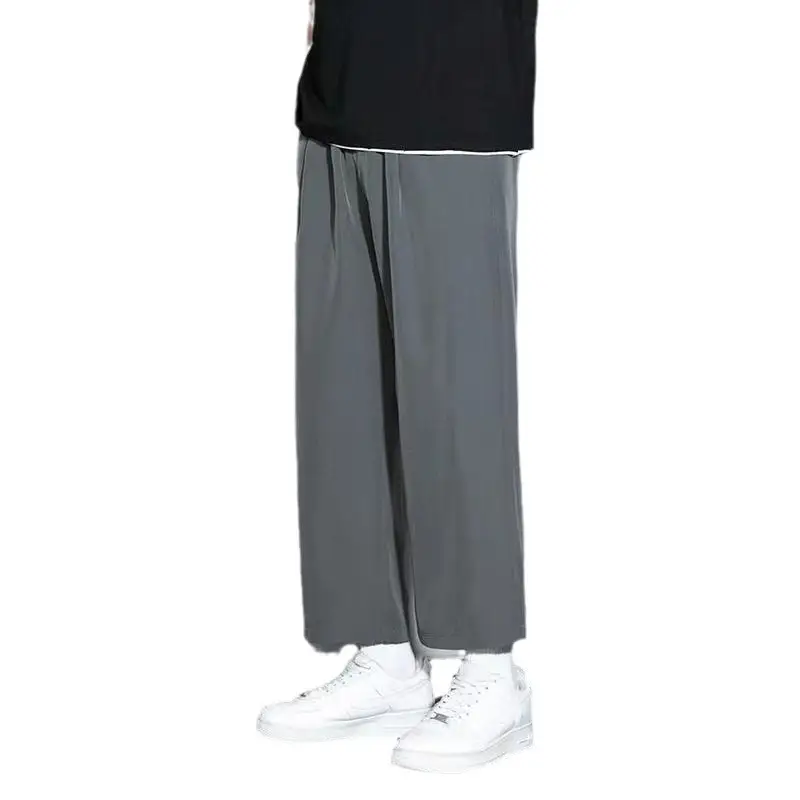 Men's Grey Wide Leg Sports Pants Loose Fit Summer - Image 19