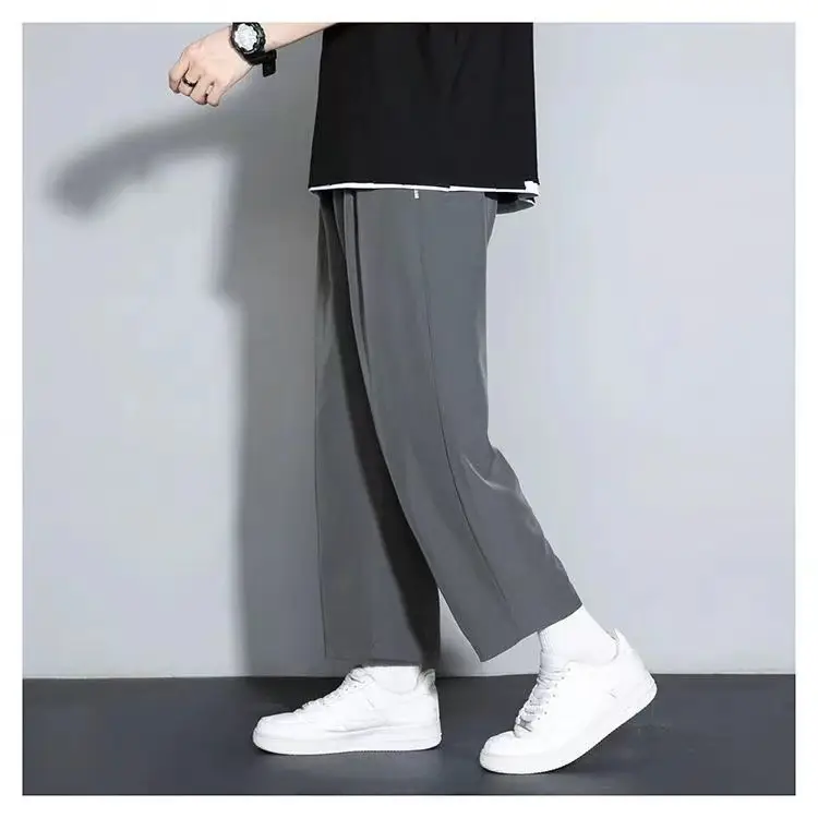 Men's Grey Wide Leg Sports Pants Loose Fit Summer — feature 11