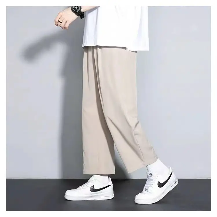 Men's Grey Wide Leg Sports Pants Loose Fit Summer — feature 14