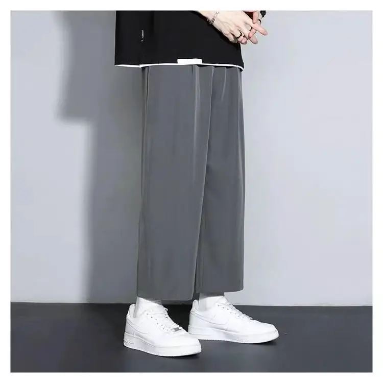 Men's Grey Wide Leg Sports Pants Loose Fit Summer — feature 16
