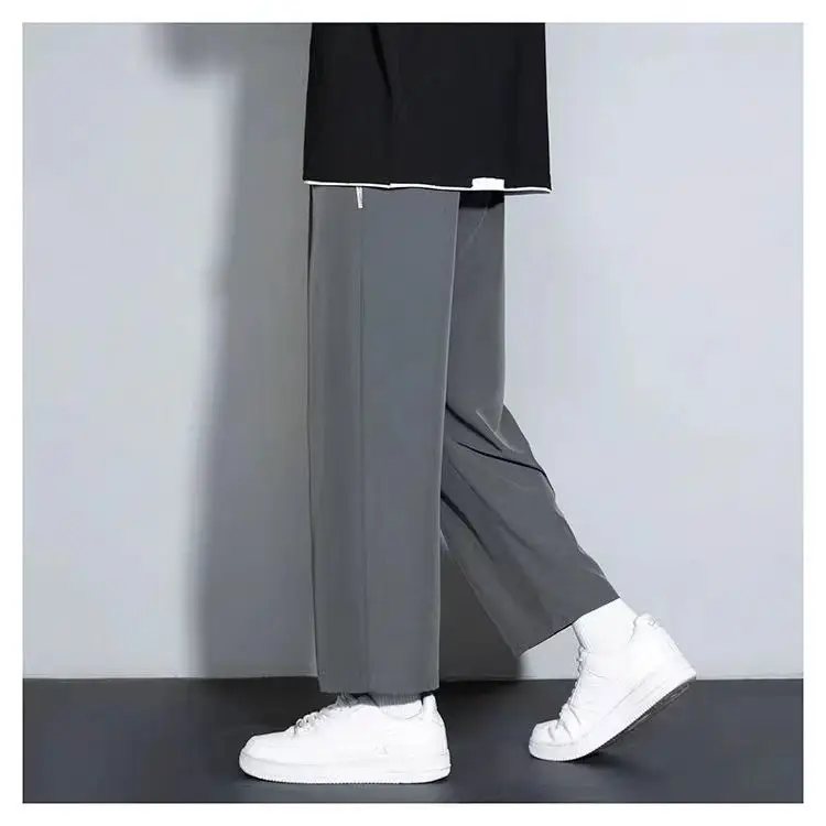 Men's Grey Wide Leg Sports Pants Loose Fit Summer — feature 7