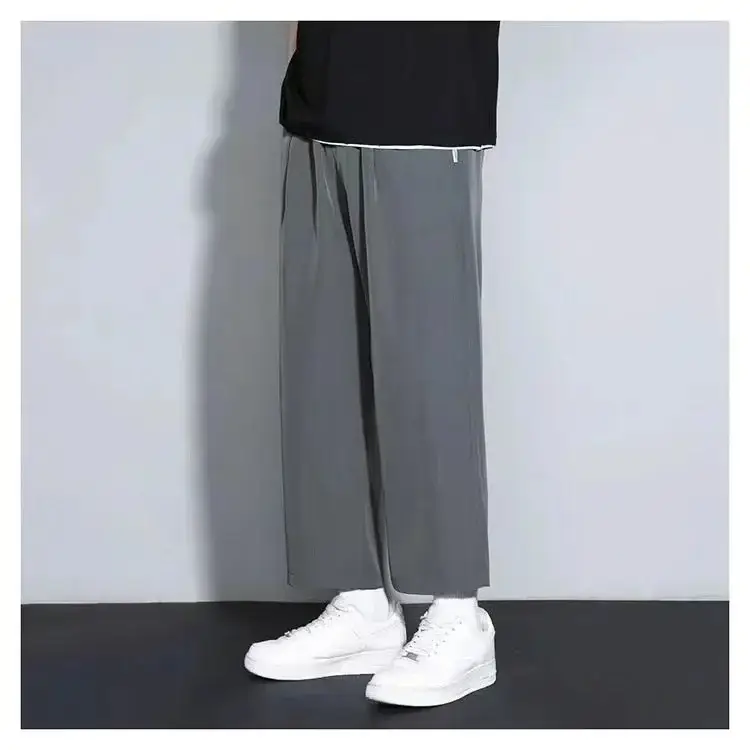 Men's Grey Wide Leg Sports Pants Loose Fit Summer - Image 14