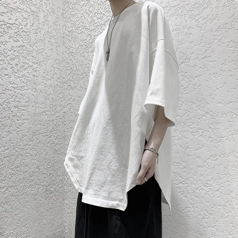 Men Grey Loose T-Shirt Split Sleeve Summer Wear — feature 10