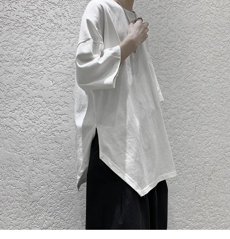 Men Grey Loose T-Shirt Split Sleeve Summer Wear — feature 21