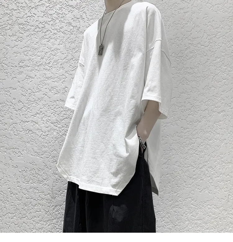 Men Grey Loose T-Shirt Split Sleeve Summer Wear — feature 23