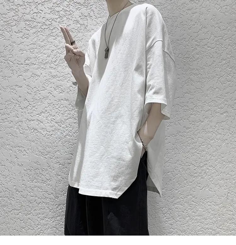 Men Grey Loose T-Shirt Split Sleeve Summer Wear — feature 25
