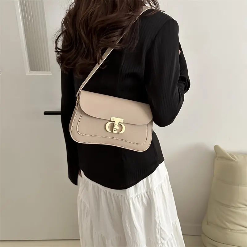 Women's Retro Brown Lock Crossbody Bag Spring New - Image 7