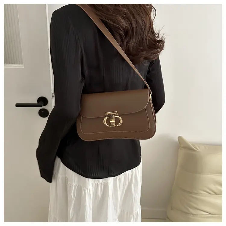 Women's Retro Brown Lock Crossbody Bag Spring New — feature 14