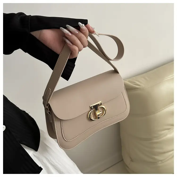 Women's Retro Brown Lock Crossbody Bag Spring New — feature 2