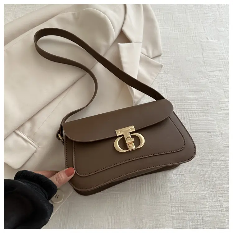 Women's Retro Brown Lock Crossbody Bag Spring New — feature 24