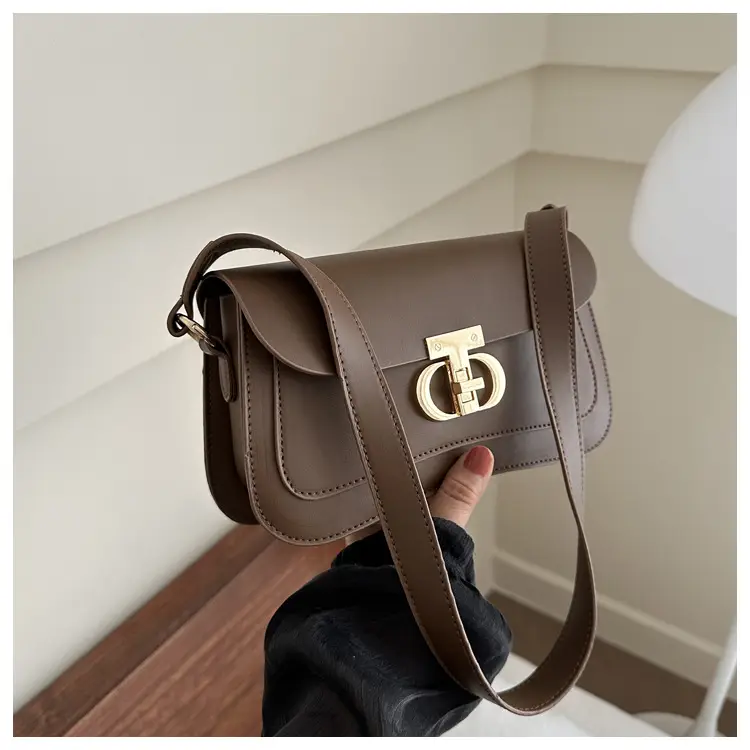 Women's Retro Brown Lock Crossbody Bag Spring New — feature 25