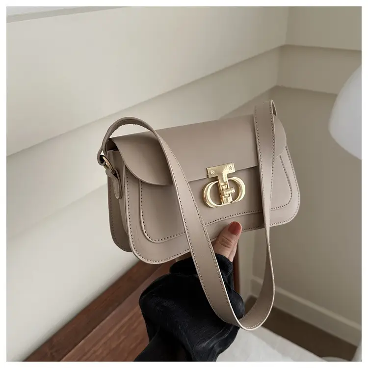 Women's Retro Brown Lock Crossbody Bag Spring New - Image 3