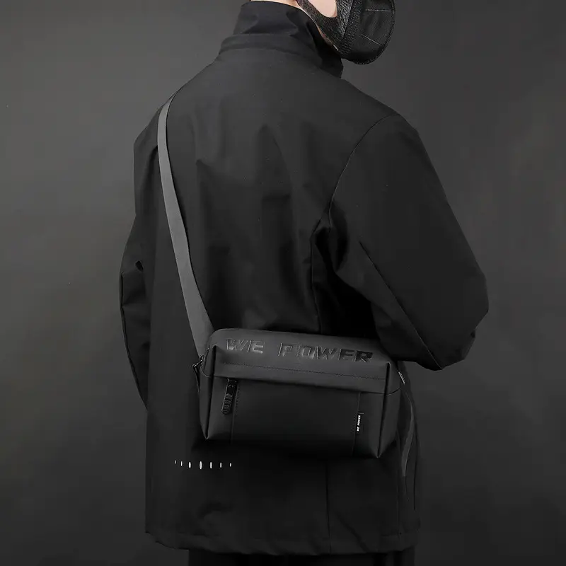 WEPOWER Men's Black Shoulder Bag Casual Messenger Bag - Image 6