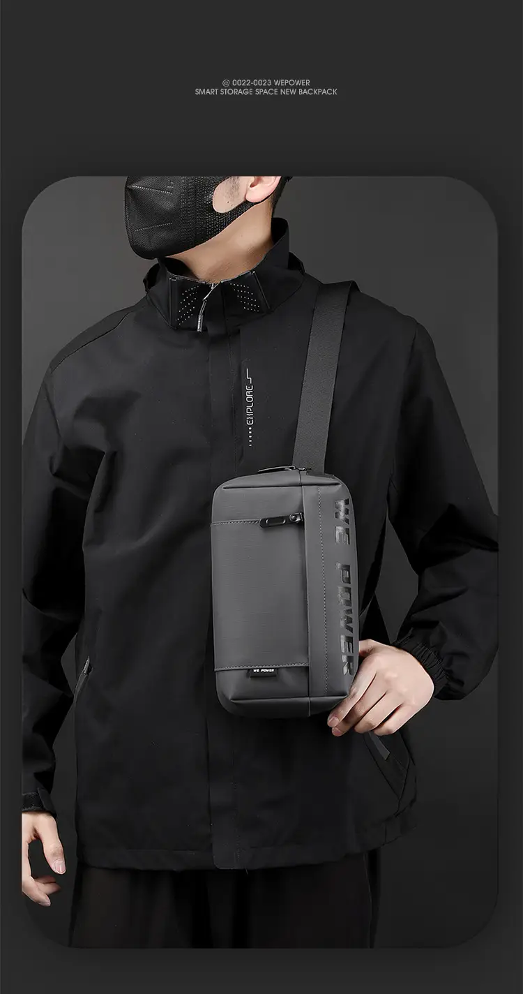 WEPOWER Men's Black Shoulder Bag Casual Messenger Bag — feature 16