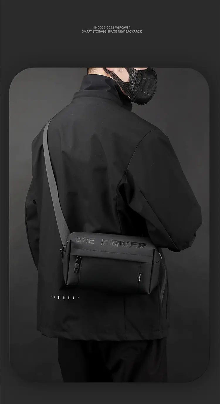 WEPOWER Men's Black Shoulder Bag Casual Messenger Bag — feature 17