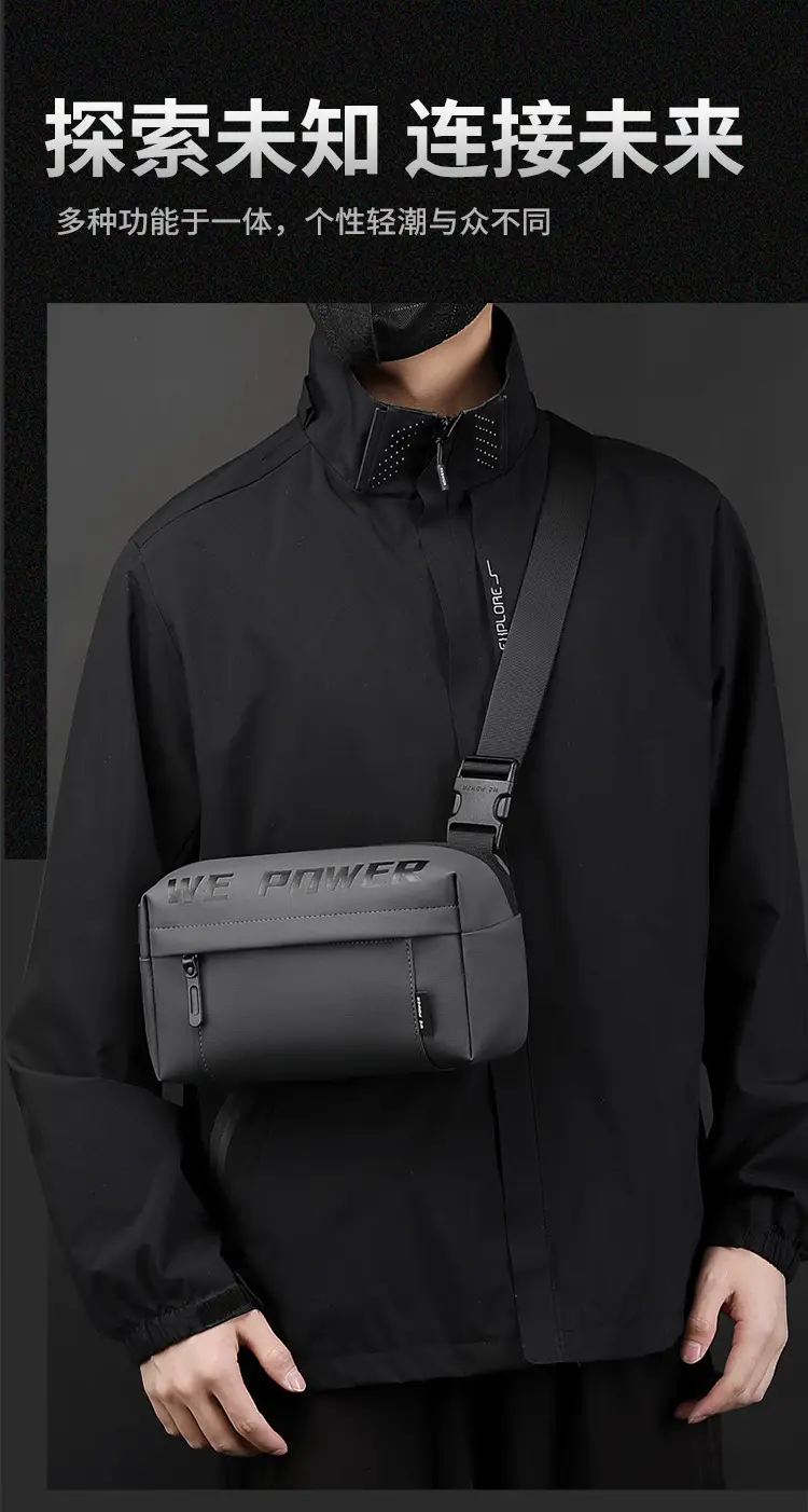 WEPOWER Men's Black Shoulder Bag Casual Messenger Bag — feature 2