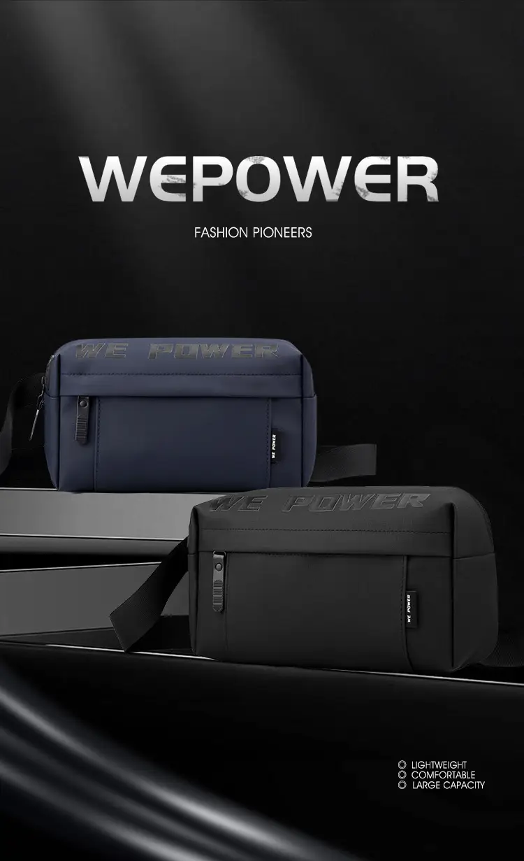 WEPOWER Men's Black Shoulder Bag Casual Messenger Bag — feature 3