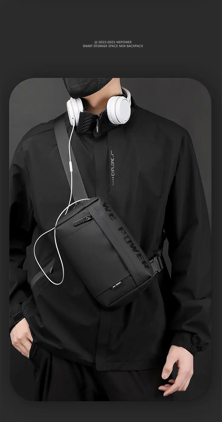 WEPOWER Men's Black Shoulder Bag Casual Messenger Bag — feature 5
