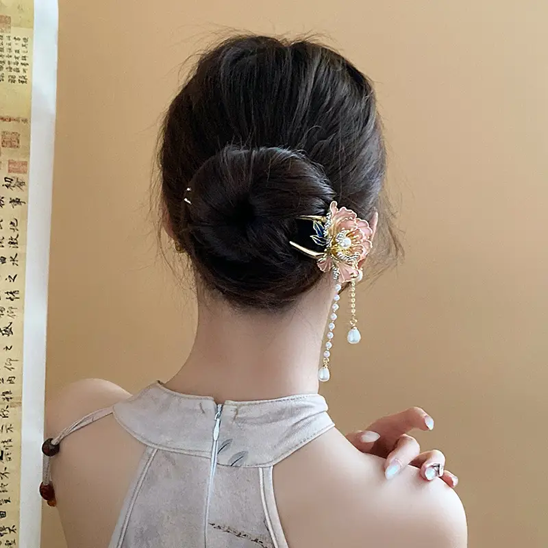 Blue Pearl Flower Tassel Hairpin for Women - Image 22