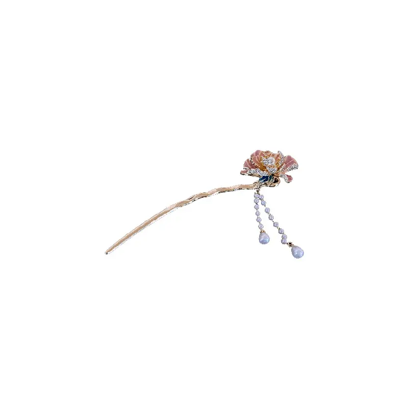 Blue Pearl Flower Tassel Hairpin for Women - Image 23