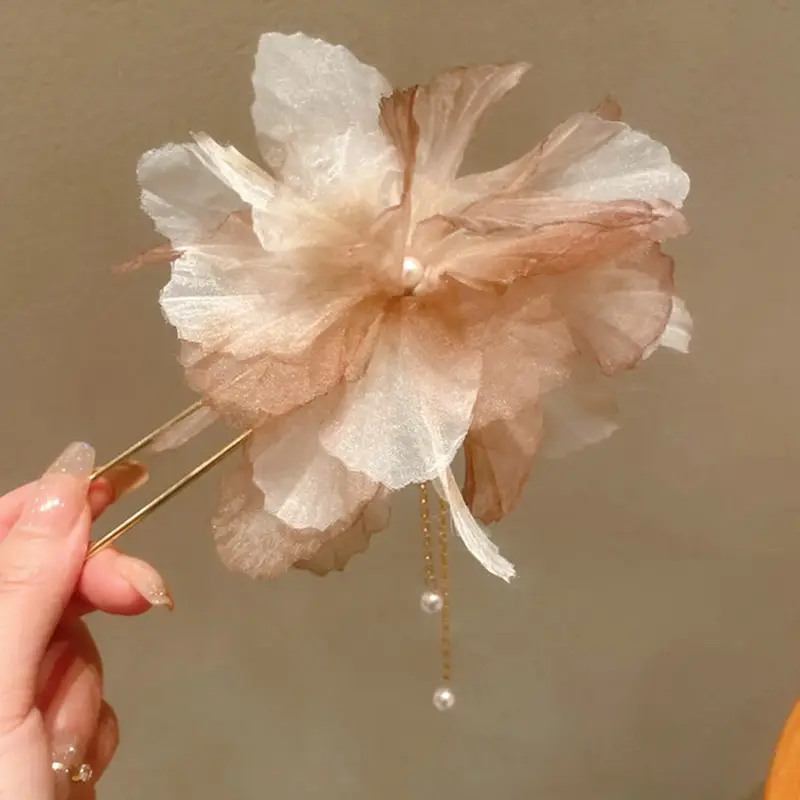 Blue Pearl Flower Tassel Hairpin for Women - Image 13