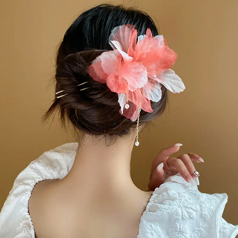Blue Pearl Flower Tassel Hairpin for Women - Image 15