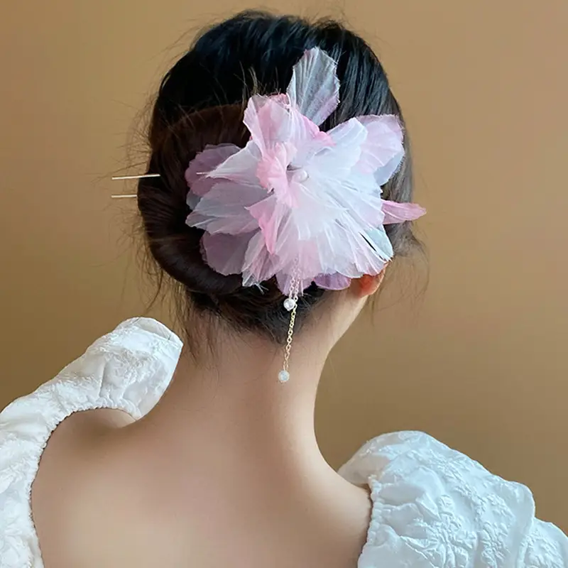Blue Pearl Flower Tassel Hairpin for Women - Image 16