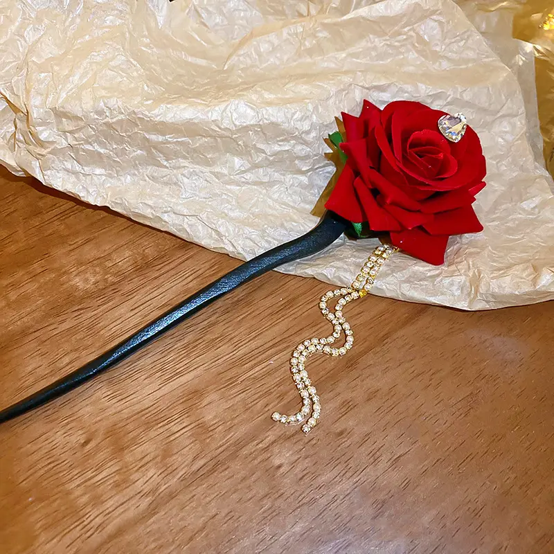 Blue Pearl Flower Tassel Hairpin for Women - Image 3