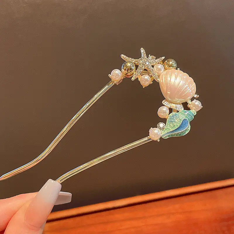 Blue Pearl Flower Tassel Hairpin for Women - Image 8