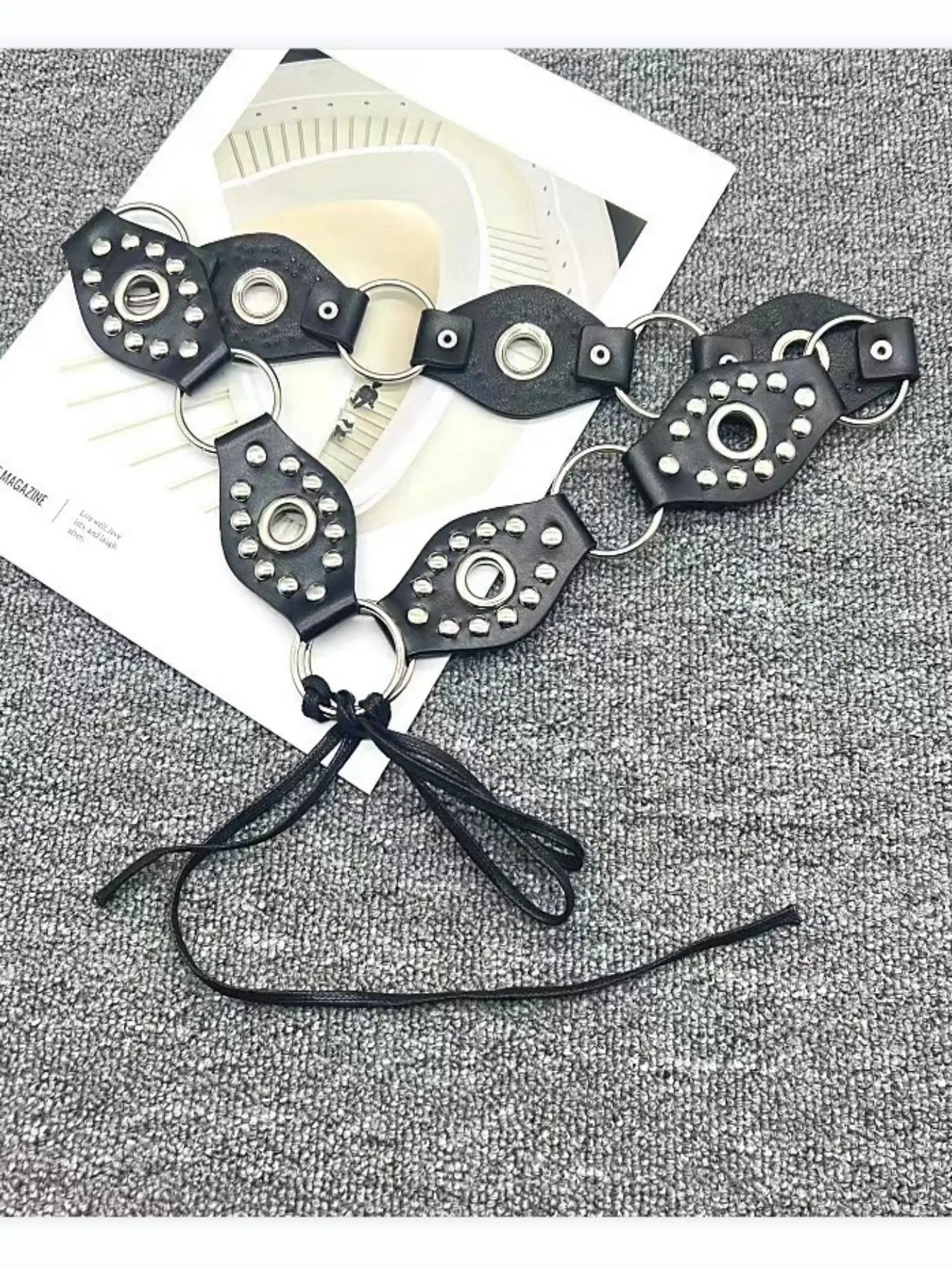 Brown Leather Belt with Hollow Rings for Girls — feature 8