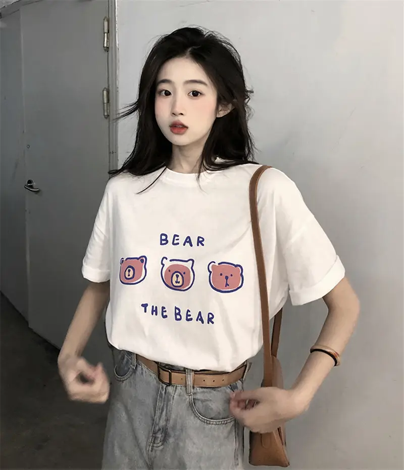 Summer new short sleeve t-shirt women's loose Korean style ins women's all-match cartoon printed inner half sleeve top — feature 10