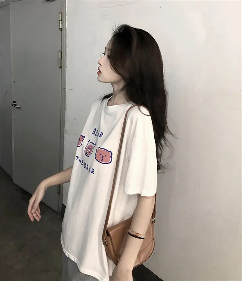 Summer new short sleeve t-shirt women's loose Korean style ins women's all-match cartoon printed inner half sleeve top — feature 12