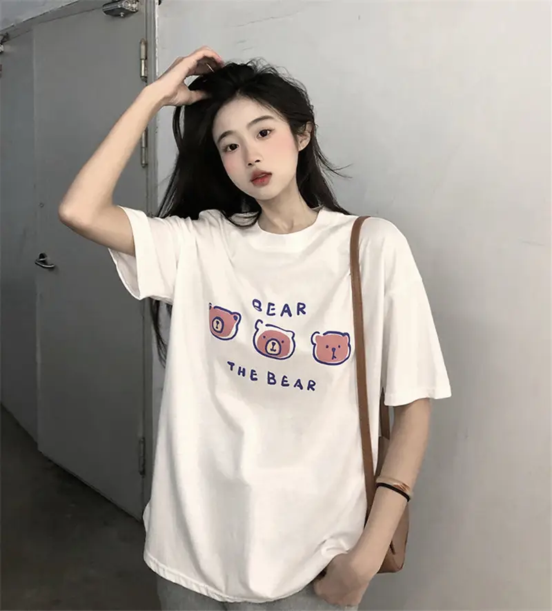 Summer new short sleeve t-shirt women's loose Korean style ins women's all-match cartoon printed inner half sleeve top — feature 3