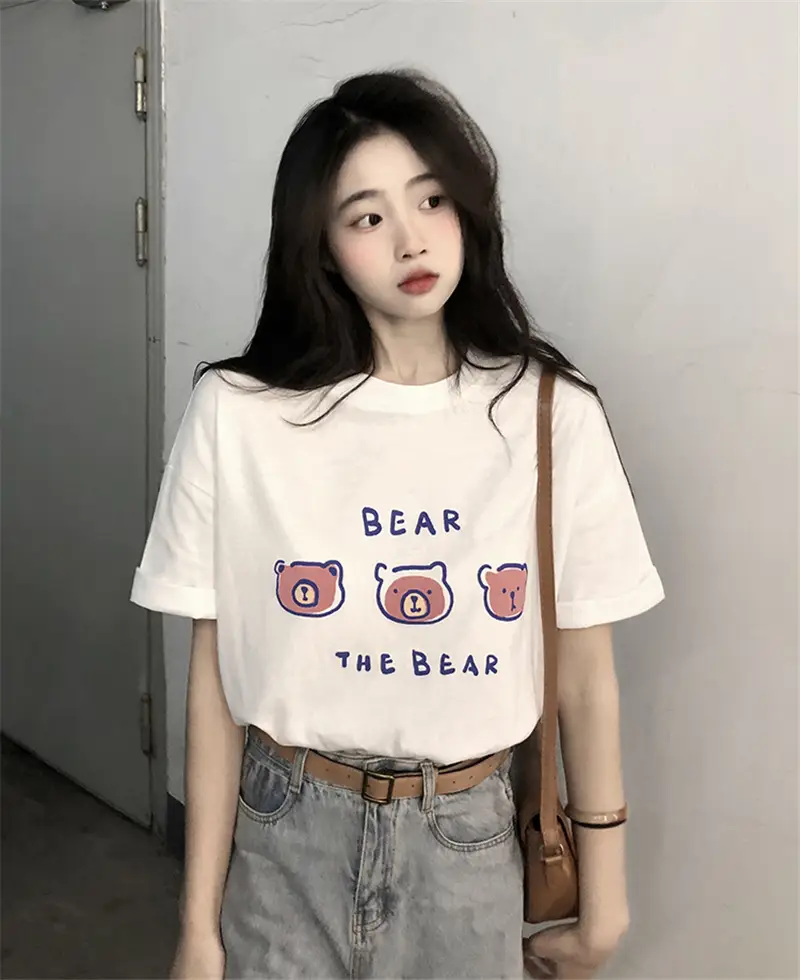 Summer new short sleeve t-shirt women's loose Korean style ins women's all-match cartoon printed inner half sleeve top — feature 4