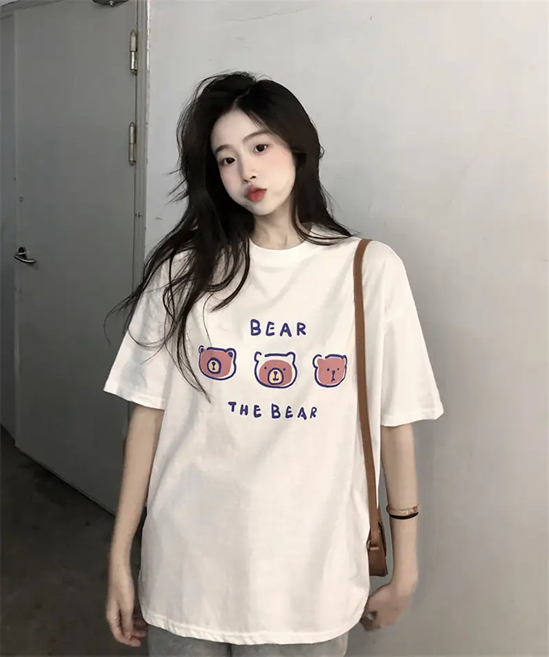 Summer new short sleeve t-shirt women's loose Korean style ins women's all-match cartoon printed inner half sleeve top — feature 5