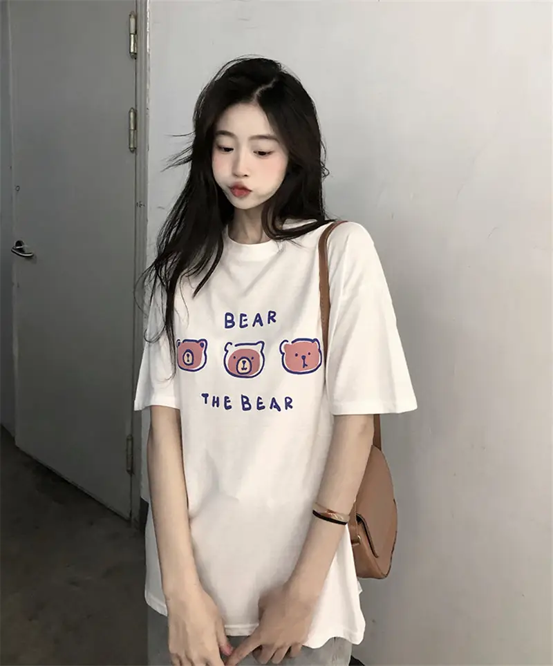Summer new short sleeve t-shirt women's loose Korean style ins women's all-match cartoon printed inner half sleeve top — feature 6
