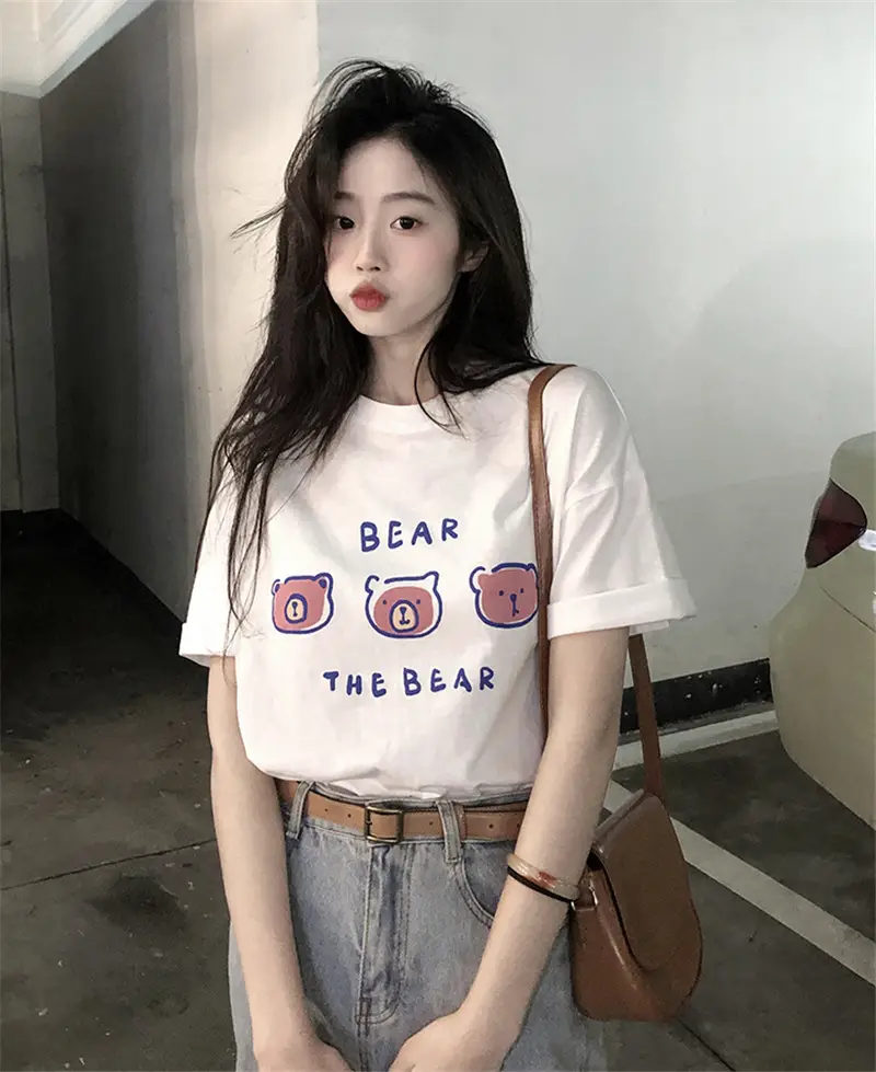 Summer new short sleeve t-shirt women's loose Korean style ins women's all-match cartoon printed inner half sleeve top — feature 8