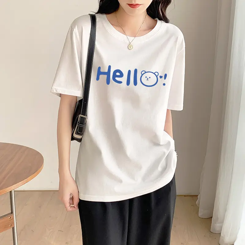 Summer new short sleeve t-shirt women's loose Korean style ins women's all-match cartoon printed inner half sleeve top