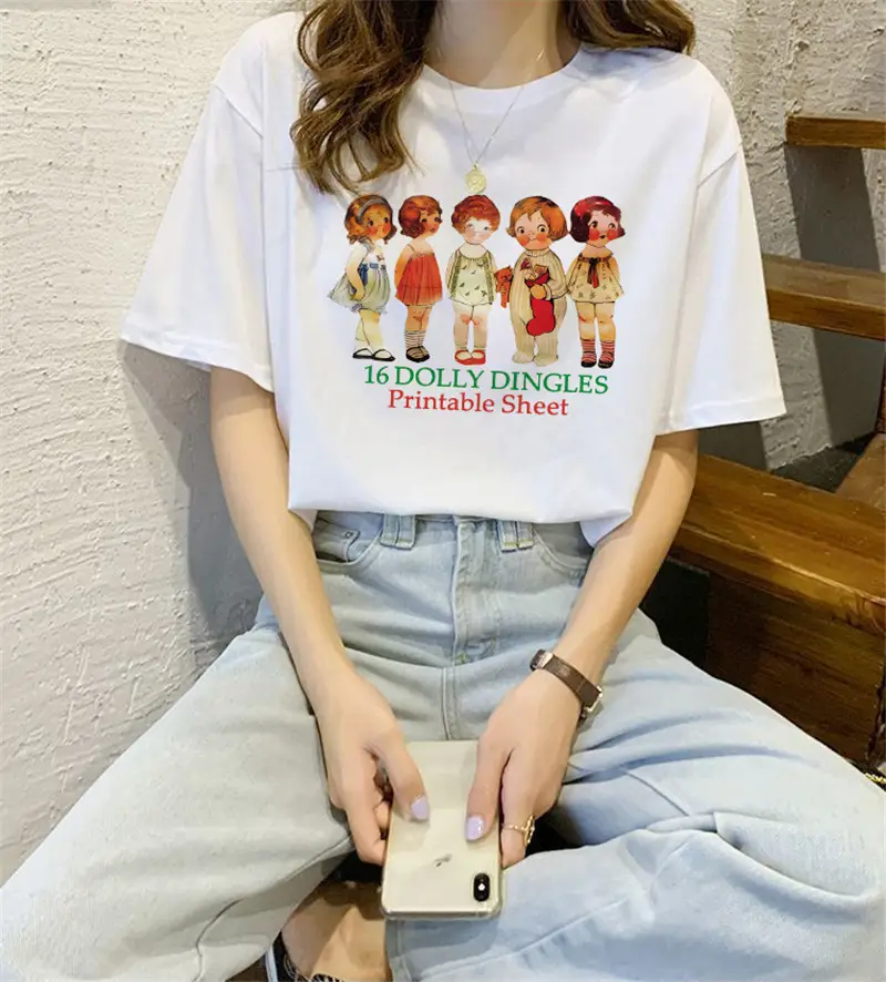 Summer new short sleeve t-shirt women's loose Korean style ins women's all-match cartoon printed inner half sleeve top