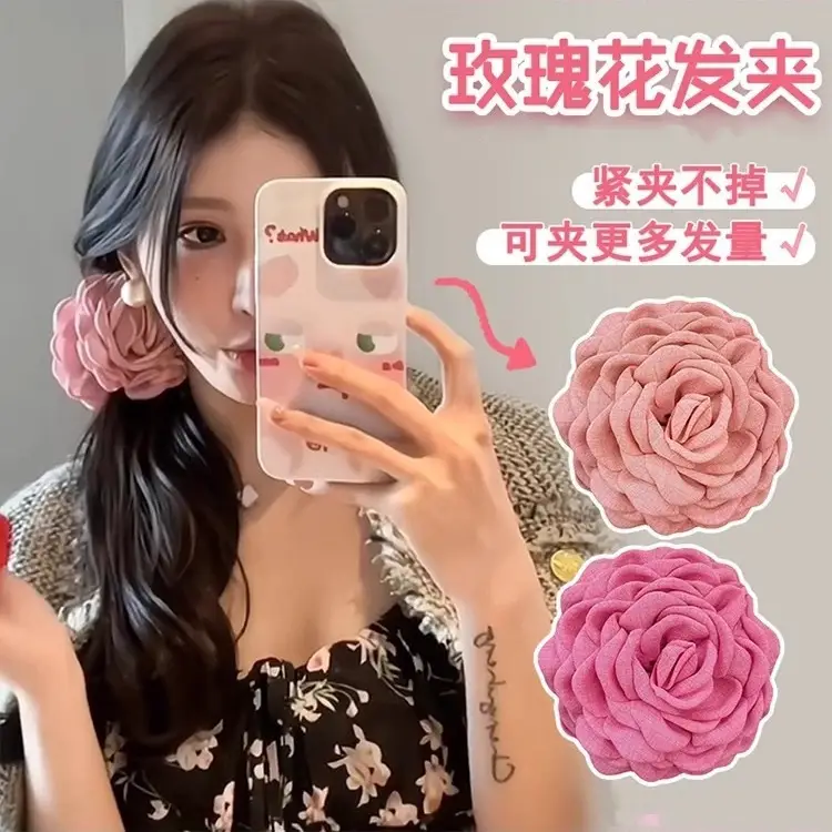 Pink French Rose Hairpin Clip for Women - Image 4