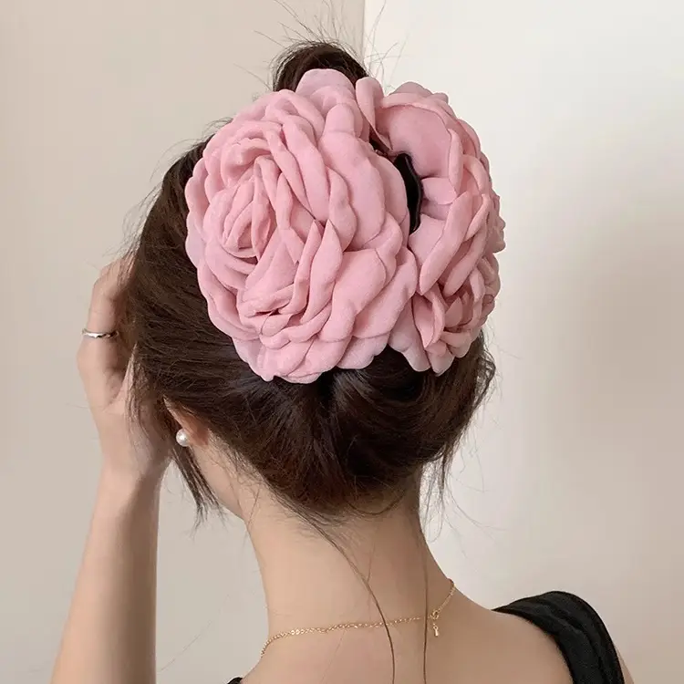 Pink French Rose Hairpin Clip for Women - Image 5