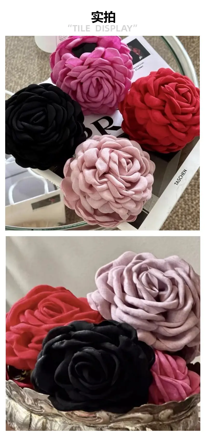 Pink French Rose Hairpin Clip for Women — feature 1
